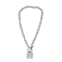 Silver Statement Necklace with Square Pendant - Creative Jewelry by Marcia - Asymmetrical Jewelry - Timeless Jewelry